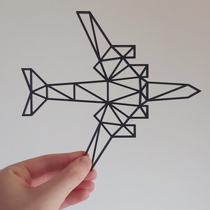 Geometric Airplane - Wall Art Hanging Decoration – Home Decor – Black - PrintingHive