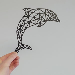 Geometrisk delfin – Väggkonst Hängande Dekoration – Heminredning – Svart - PrintingHive