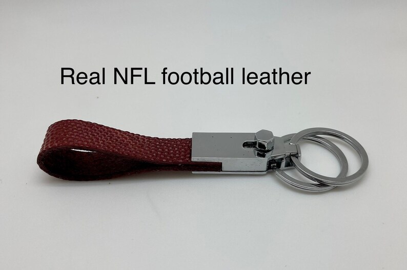 Horween Leather Keyring Leather Keychain Real Leather NFL Keychain Gifts for Him Gifts for Her Graduation Gift Coach Gifts image 1