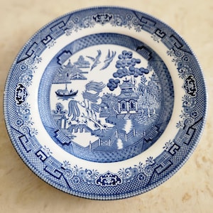 Blue Willow Pattern by Churchill dinner plate 10 1/4", Tableware, Dinnerware, Blue and White Tablescape, Plates