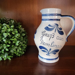Handarbeit Pottery Salt Glazed Pitcher 7.5&quot; tall German Stoneware Home Decor Kitchen decor