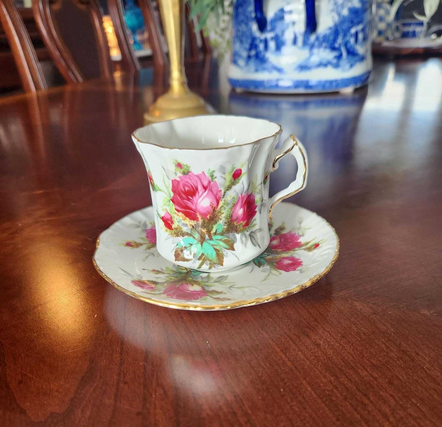 Vintage Hammersley Grandmother's Rose Teacup and Saucer