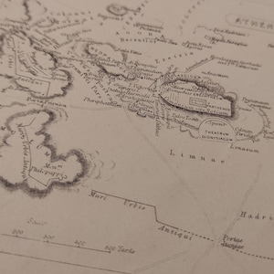 Antik, Authentisches Original, Landkarte Griechenland Athenae, 1839