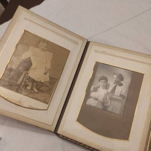 Antique Victorian Cabinet Card  Leather Photo Album Brass Clasp 40pcs photos