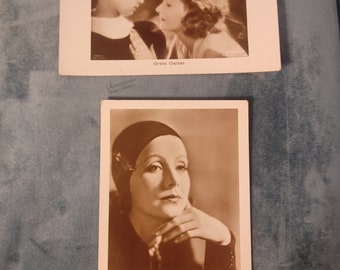 GRETA GARBO Seltene 1930 Vintage POSTKARTE 2-tlg