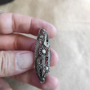 Vtg Art Nouveau silver brooch filigree silver brooch