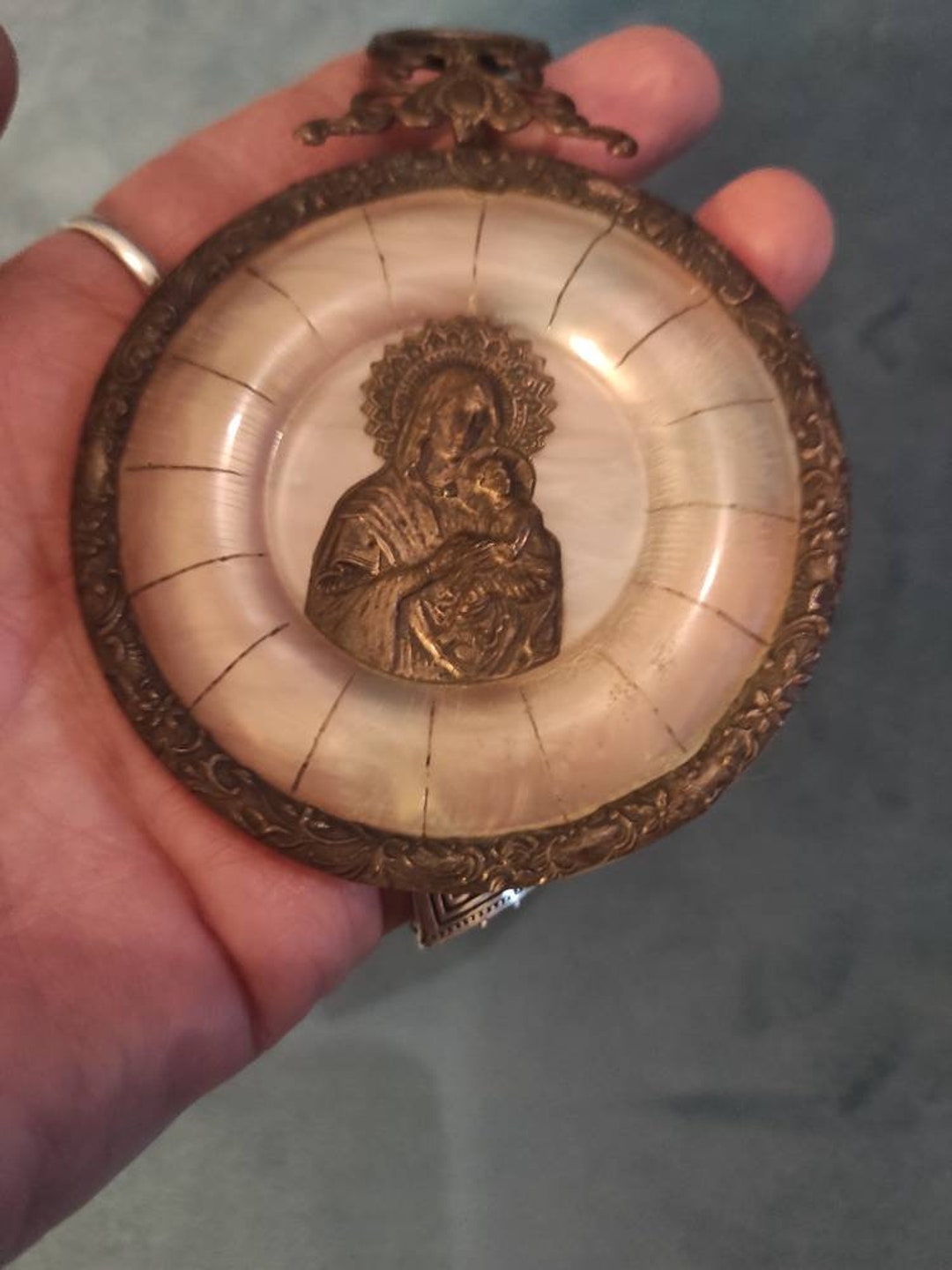 Vintage Talisman Christian Icon of Virgin Mary Holding Jesus Etsy