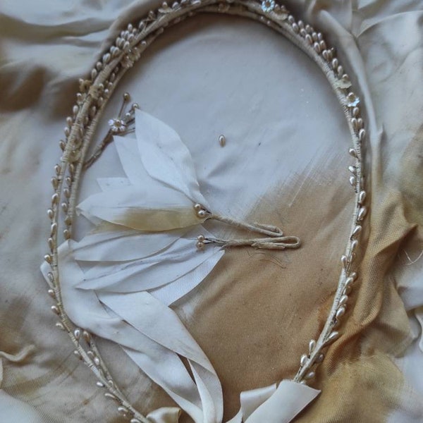 Antique 1900s Stefana Rare Bridal Wreath Headpiece