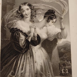 Rare Antique, Engraving original, authentic, The Arrival 1844