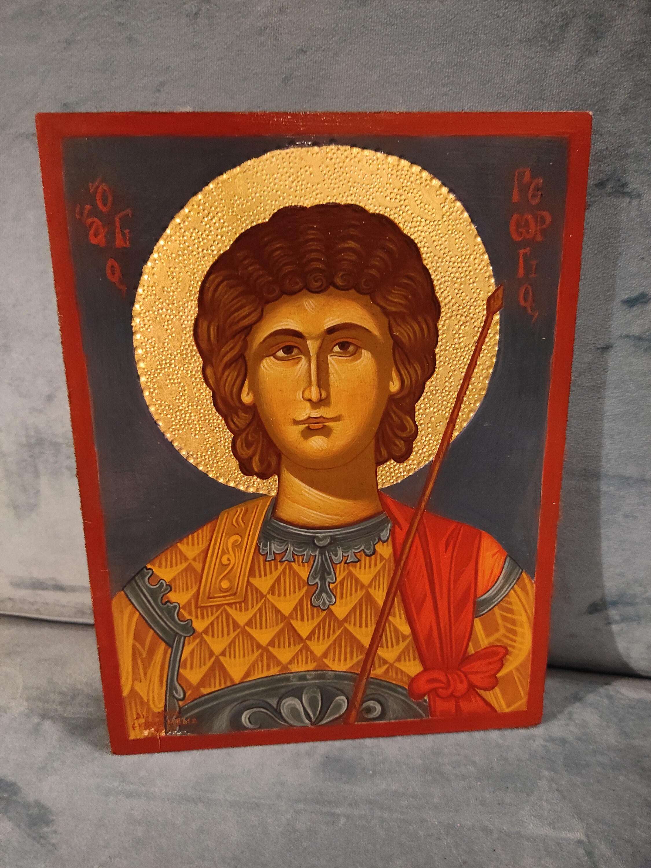 Icon Greece Religious Handmade Hagiography, Icon of Saint George