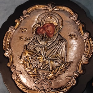 Vintage 950 Sterling Silver Greek Icons Byzantine Icon Mother & Child