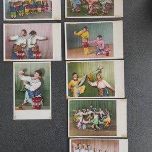 Jaren 1920 circa China Card Photo, 8 stuks foto's dansen, zeer zeldzaam mooi!