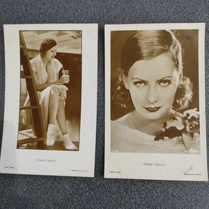 Vintage Postkarte Amerikanische Schauspielerin Greta Garbo 2 tlg