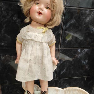 Vintage 1930s 40cm Ideal Shirley TempleMake-Up Composition Doll in original dress