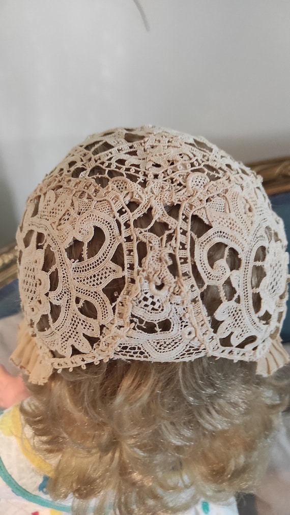 1800s Victorian Antique lace hat copaneli, handmad