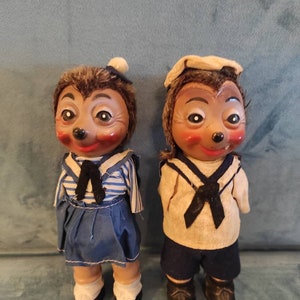 Dolls pair antique 1900s of skanzo hands, sailors, decorations beautiful!