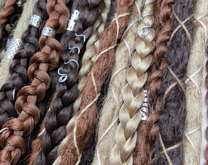 Clip in Braids Extension Green Brown Boho Hair Extension Etsy