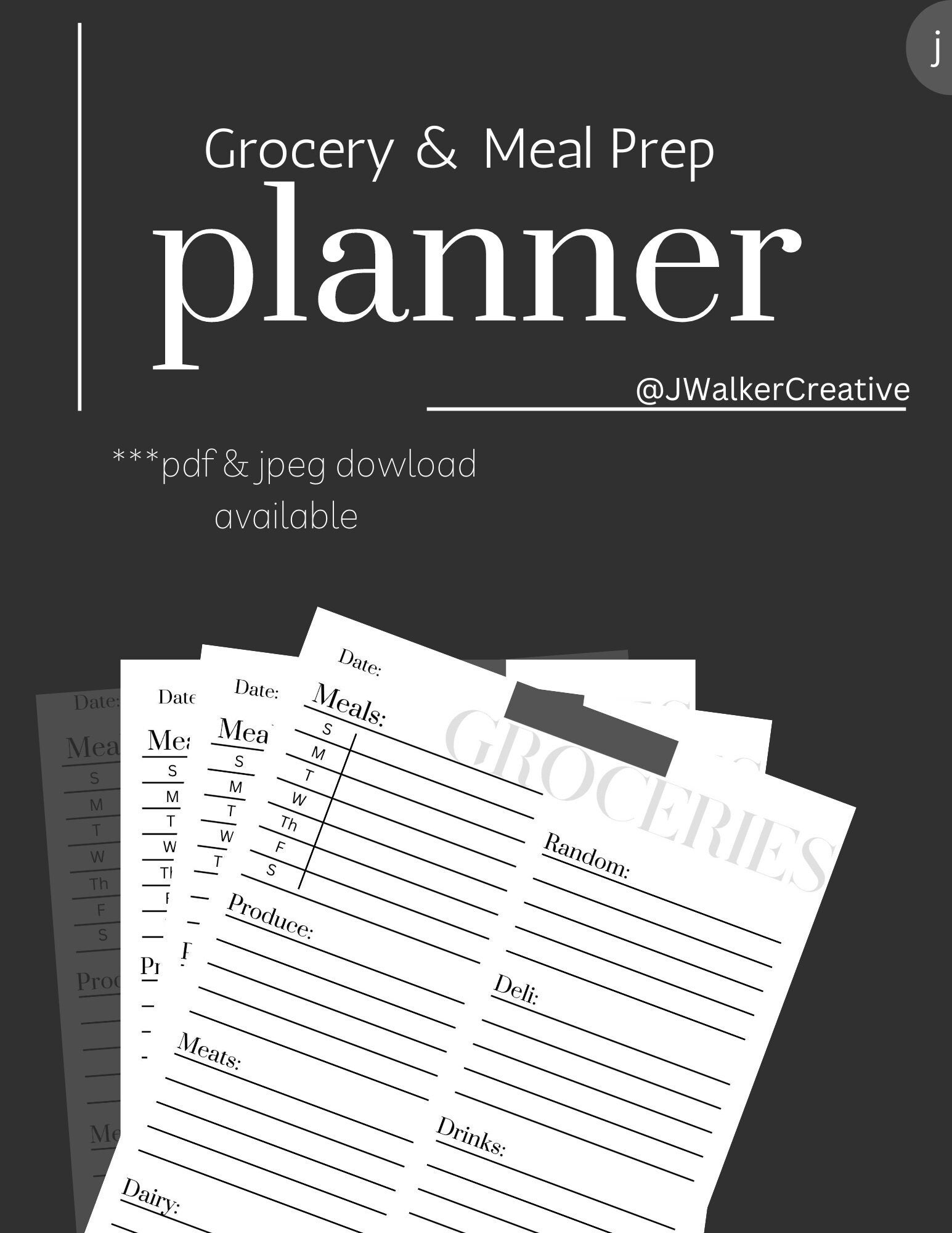 Digital and Printable Grocery List Planner and Organizer Etsy