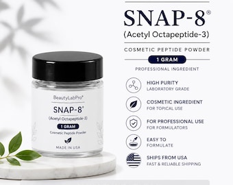 Poudre de peptide SNAP-8 (acétyl octapeptide-3) | Actif cosmétique anti-rides pour soins de la peau à faire soi-même | Ingrédient de formulation haute pureté | 1 g