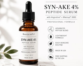 Syn-Ake Peptide Serum 4% + Argireline + Matrixyl 3000 | Wrinkle-Relaxing Anti-Aging Face Serum | Snake Peptide | 1 oz