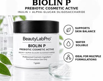 Biolin P Prebiotic Powder, Inulin Alpha-Glucan Skin Microbiome Active, DIY Skincare Formulator Supply
