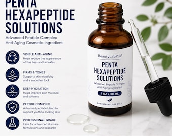 Solution de pentapeptide et d'hexapeptide (palmitoyl pentapeptide-4, acétyl hexapeptide-8) | Ingrédient cosmétique anti-rides pour préparations maison | 30 ml