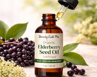 Aceite facial de semillas de saúco orgánico • Prensado en frío • Aceite puro y natural para el cuidado de la piel • Varios tamaños • Hecho en EE. UU.