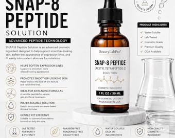 Solution peptidique SNAP-8 30 ml, acétyl tétrapeptide-2, ingrédient cosmétique, additif pour sérum anti-âge à faire soi-même, sans parabènes, États-Unis