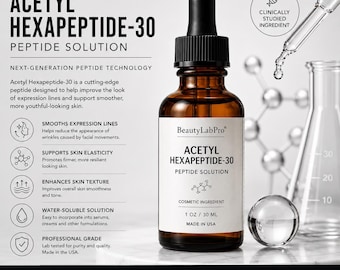 Solution peptidique d'acétyl hexapeptide-30 (Argireline nouvelle génération) | Actif cosmétique anti-rides pour sérums et crèmes faits maison | 30 ml