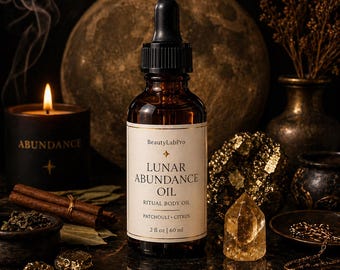 Olejek do ciała Abundance Ritual • Luksusowy olejek aromaterapeutyczny • Mieszanka paczuli i cytrusów • Rytuał samoopieki Intention • 2 uncje • BeautyLabPro