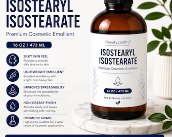 Isostéarate d'isostéaryle | Huile émolliente cosmétique pour gloss, rouge à lèvres, maquillage et soins de la peau faits maison | Agent dispersant de pigments | 473 ml