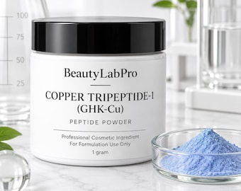 GHK-Cu Copper Tripeptide-1 Powder, 99% Pure Cosmetic Grade Peptide, DIY Skincare Formulator Supply, Made in USA