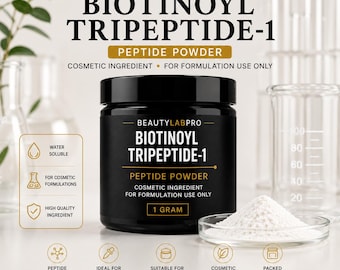 Poudre de peptide Biotinoyl Tripeptide-1 (Biotine-GHK) | Ingrédient pour sérum de croissance cils, sourcils et cheveux | Actif cosmétique à faire soi-même | 1 g