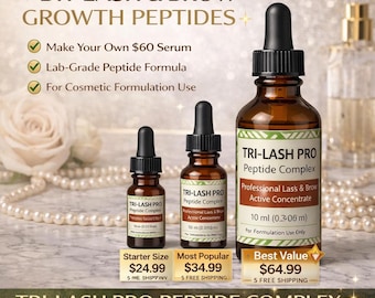 Kompleks peptydowy Tri-Lash Pro 10 ml | Peptydy stymulujące wzrost rzęs i brwi | Składnik serum DIY | Mieszanka biotinoilu tripeptydu i mirystoilu