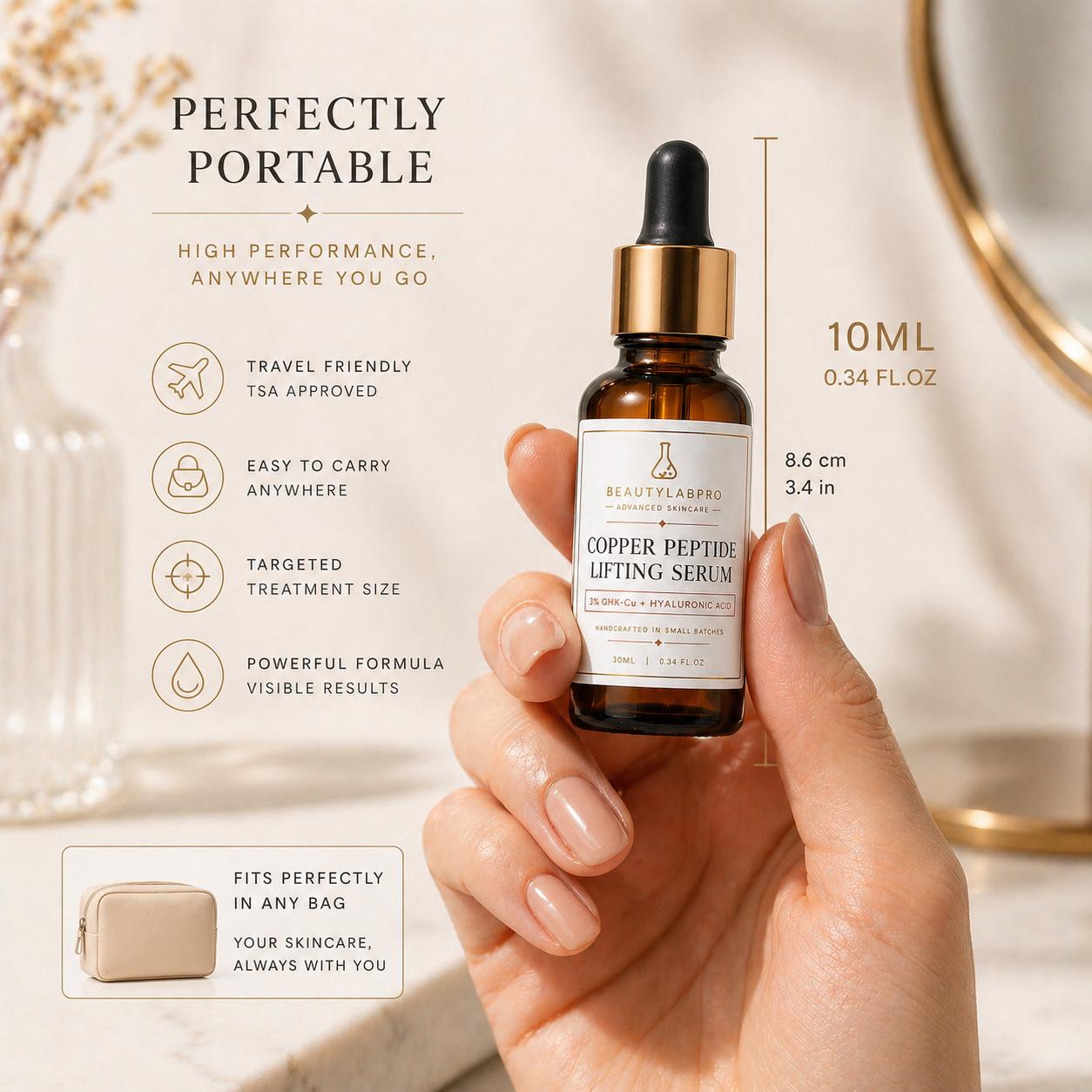 Copper Peptide Lifting Serum 3% GHK-Cu 10ml | Travel Size Anti-Aging Serum | Wrinkle Repair