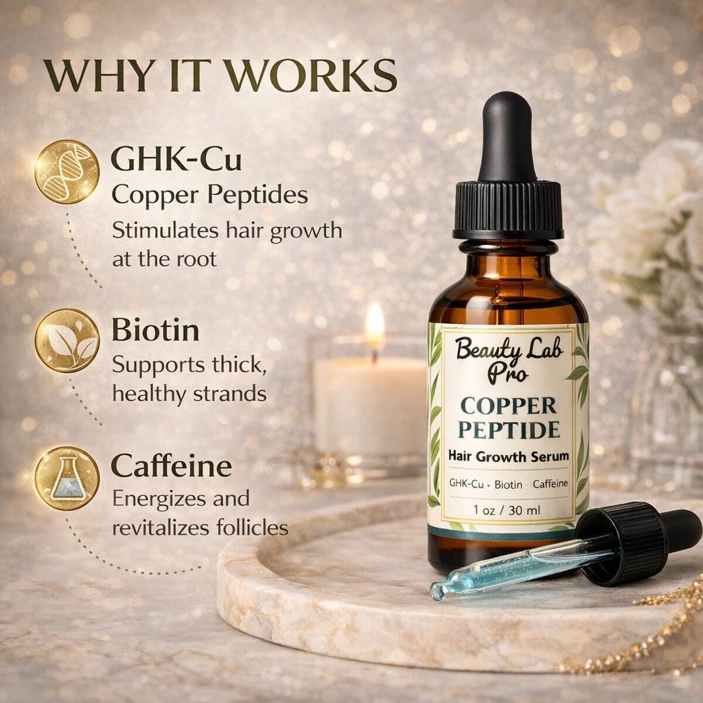 ghk-cu peptide for hair growth and thickness Copper Peptide Hair Growth Serum 1oz | Ghk-cu Scalp Treatment for Thinning Hair | Biotin Caffeine Serum | Fuller Hair Formula