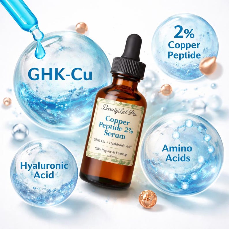 Copper Peptide 2% Serum – GHK-Cu Blue Repair Serum – Firming and Skin Renewal – Professional Anti-Aging 1 oz / 30 ml image 3
