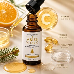 Abies Vital C Peptide Serum | Vitamin C E Ferulic Antioxidant Face Serum | Brightening Glow Skincare | Free US Shipping image 4