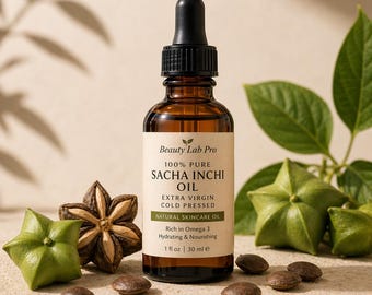 Olejek Sacha Inchi Organic • Olejek do twarzy i włosów tłoczony na zimno • Bogaty w kwasy omega-3 • Nawilżający blask • 1 uncja • BeautyLabPro