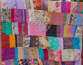 Bohemian Patchwork Quilt Kantha Quilt Handmade Vintage Quilts Boho King Size Bedding Throw Blanket Bedspread Quilting Hippie Quilts For Sale