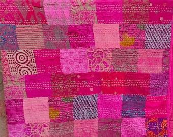 Edredones Kantha hechos a mano indios de patchwork de seda de todos los tamaños
