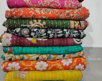 Vintage Kantha Quilt Indian Kantha Quilt Kantha Bedcover Cotton Blanket Gudari
