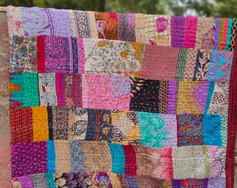 vintage handgemaakte patchwork quilt