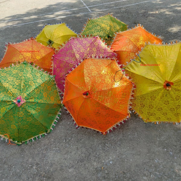 Wholesale Lot Indian Decorative Umbrella Sun Parasol Silk Women Umbrella Wedding Decor Printed Umbrella