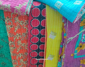 Lote al por mayor de colcha Kantha vintage india hecha a mano, manta reversible, cubrecama, tela de algodón, estilo bohemio.