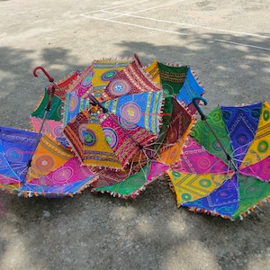 Floral Embroidered Decorative Umbrella Indian Wedding Umbrella Sun Protection Parasols Beautiful Handmade Umbrellas For mehndi night Decor image 4