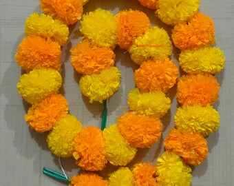 VENTE SUR les cordes de guirlande de fleurs de souci Deewali décoratives artificielles indiennes pour la décoration de fête de mariage de Noël Diwali