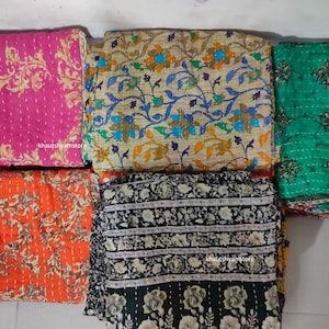 Wholesale Lot Of Indian Quilt Handmade Throw Reversible Blanket Bedspread Cotton Fabric