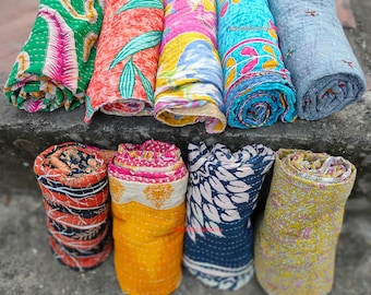 Wholesale Lot Of Bohemian quilt handmade kantha quilt indian vintage quilts for sale twin bed quilt 55X85" Inches