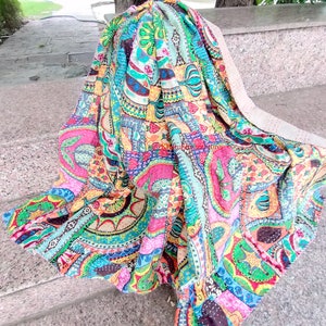 Indian Kantha Quilt Handmade Kantha Bedcover Indian Quilt Couvre-lit Jeter Couverture en coton Quilt à vendre, Quilt cadeau image 8